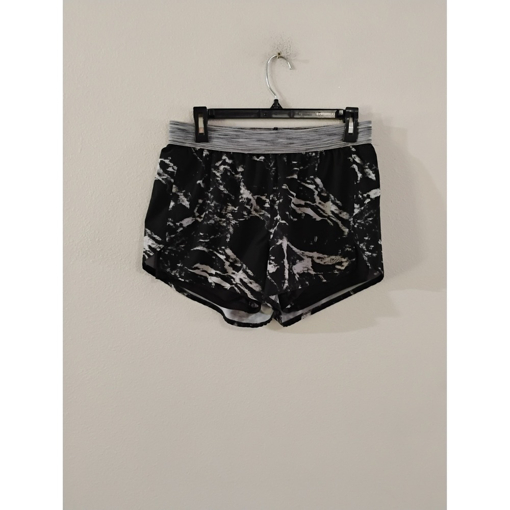 Avia Womens Black White Marble Athletic Running Shorts Size M 8-10 Liner